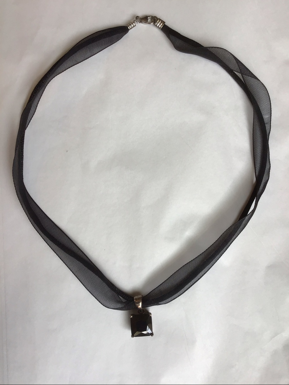 Unique Double Choker Necklace With Black Gem Pendant